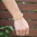 24K Taotie bracelet with gold rutilated quartz and clear quartz