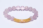 24K Gold Lotus – Rose Quartz& Kunzite Bracelet (Fortune & Love)