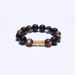 24K Gold Dragon Pillar Bracelet– Gold-Silver Obsidian & Mica