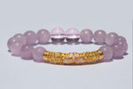 24K Gold Lotus – Rose Quartz& Kunzite Bracelet (Fortune & Love)