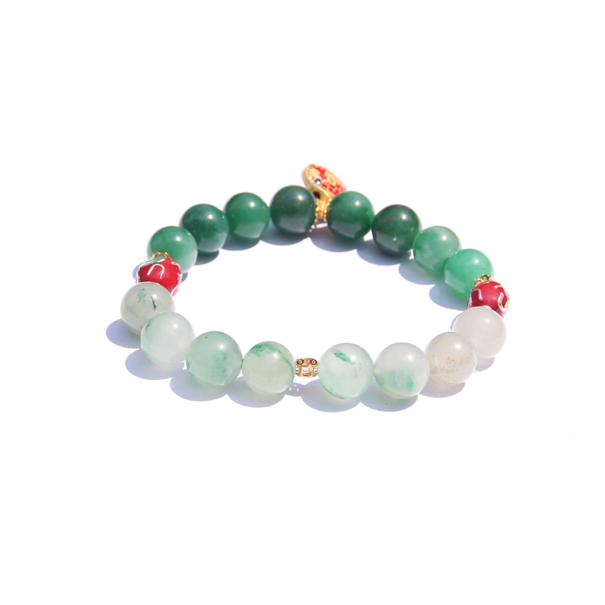 Gathered Luck Bracelet– African Jade with 925GP Fortune Pouch & Enamel