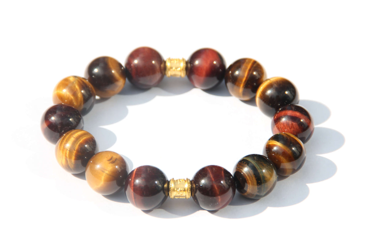 24K “Peace & Joy” Charm – Tiger’s Eye Bracelet