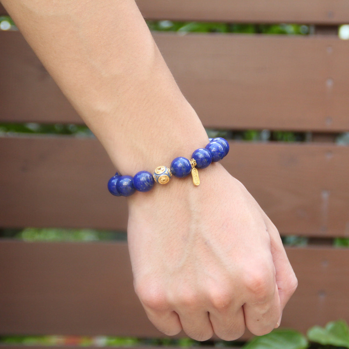 Close-up of lapis lazuli with golden pyrite flecks