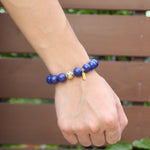 Close-up of lapis lazuli with golden pyrite flecks