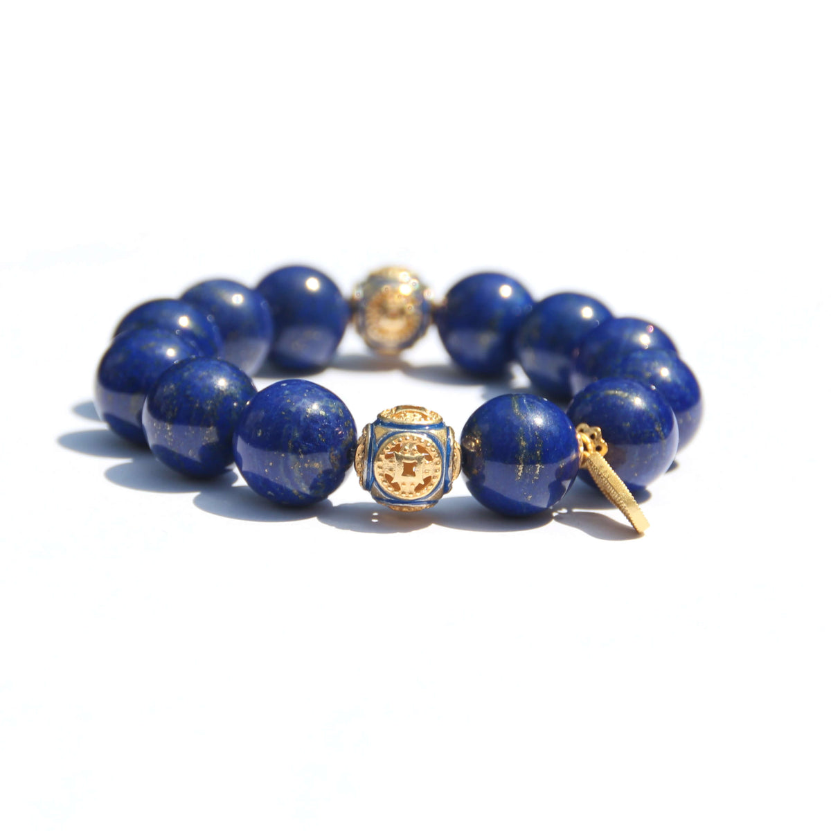 Blue Wisdom & Fortune Bracelet– Lapis Lazuli (925 Gold-Plated Charms)