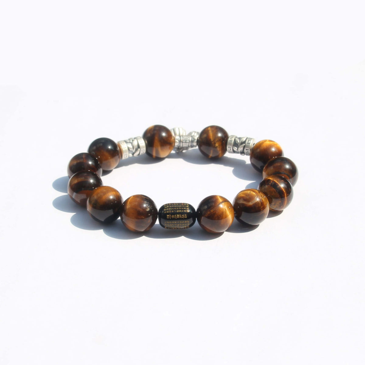 Twin Lotus Harmony – Tiger’s Eye & Heart Sutra Bracelet