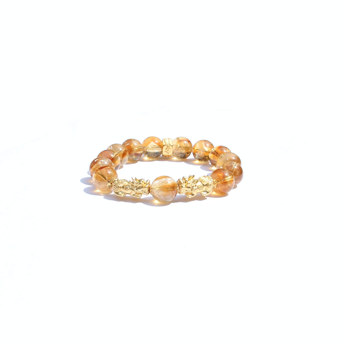 Pixiu & Heart Sutra – Yellow Phantom Quartz Prosperity Bracelet