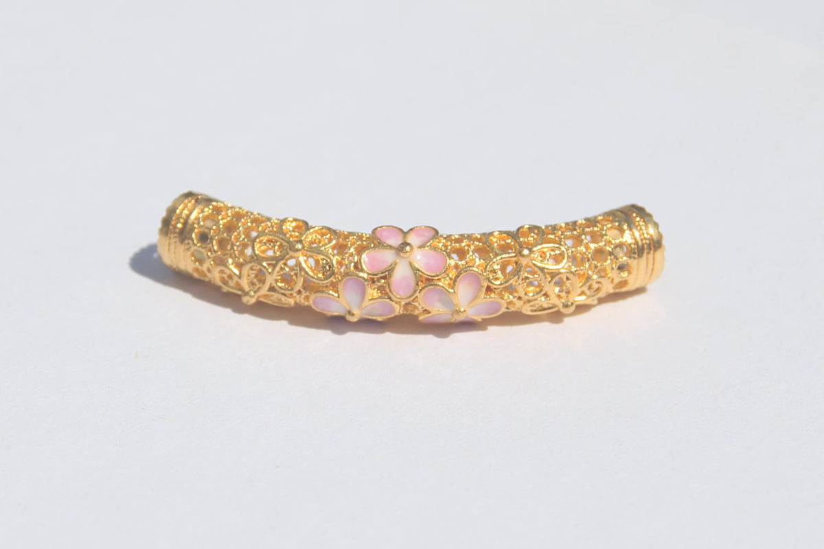 24K Gold Lotus – Rose Quartz& Kunzite Bracelet (Fortune & Love)