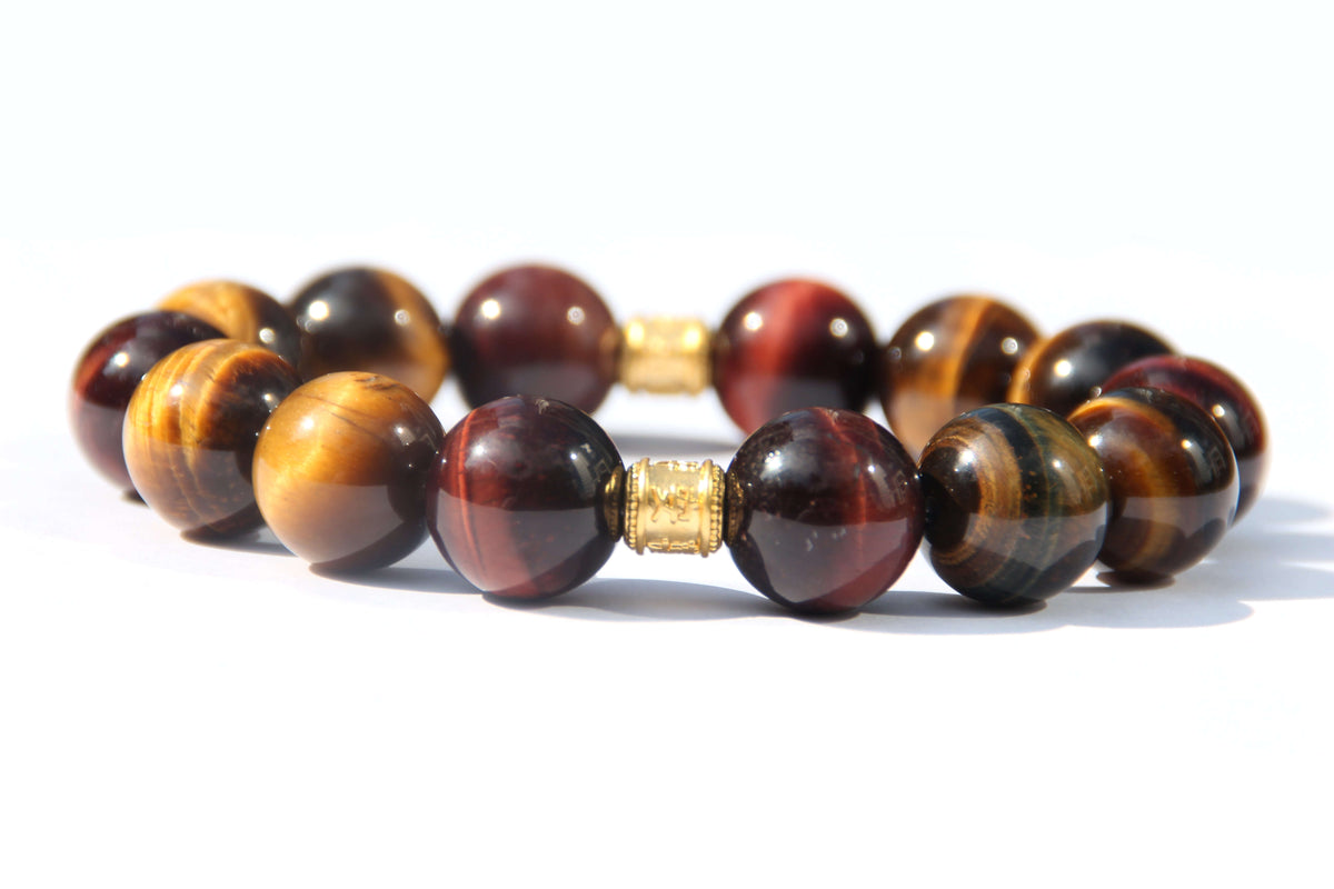 24K “Peace & Joy” Charm – Tiger’s Eye Bracelet