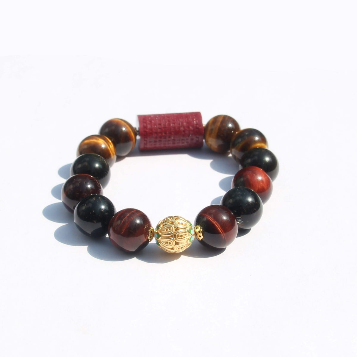 Lotus & Heart Sutra – Tiger’s Eye Protection Bracelet