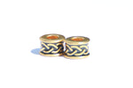 24K gold barrel bead with endless-knot motif, black enamel detailing