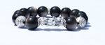 Pixiu Wealth Guardian Bracelet – Gold & Silver Sheen Obsidian with Ruyi Bead