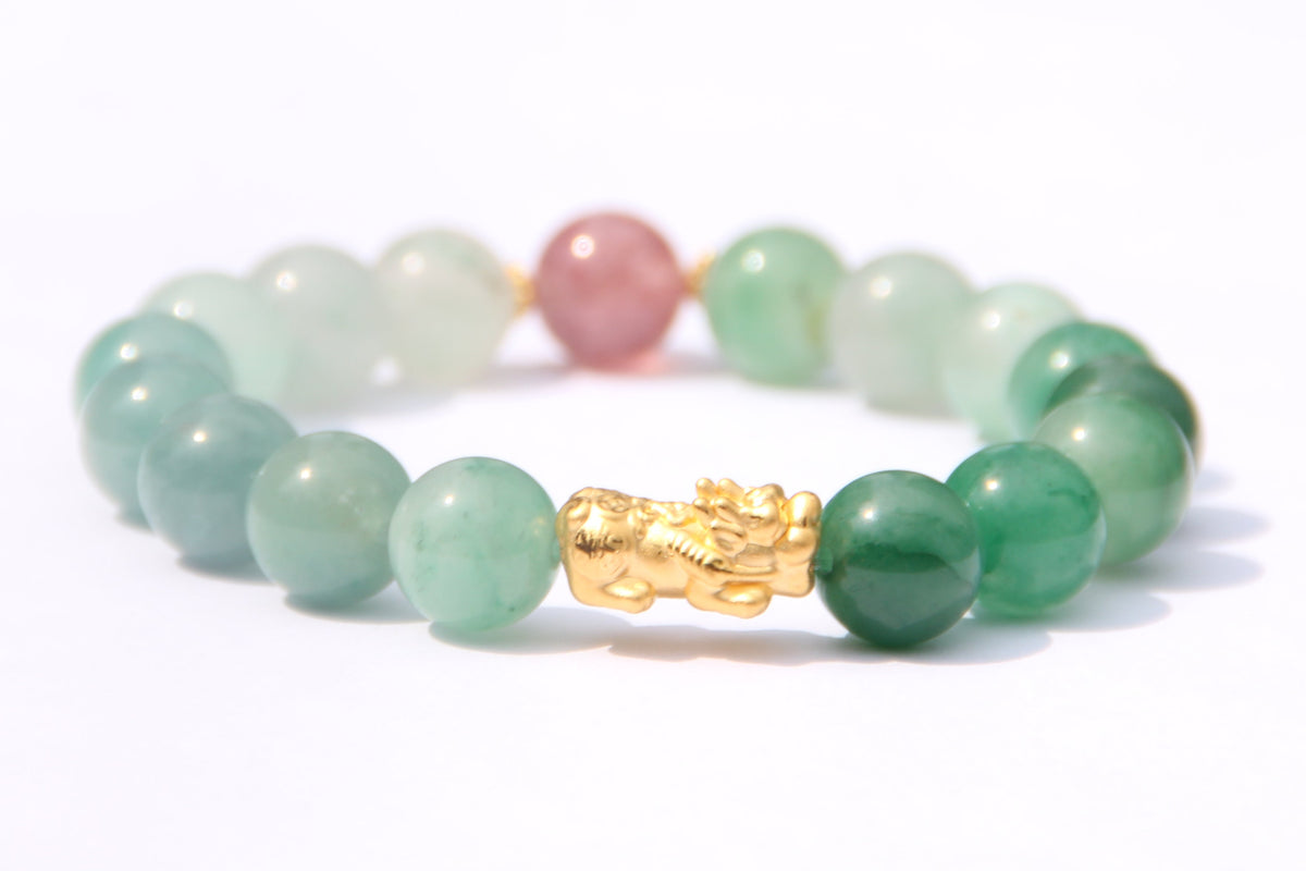 African jade bead in deep green tone