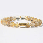 24K Taotie – Gold Rutilated Quartz & Clear Quartz Bracelet