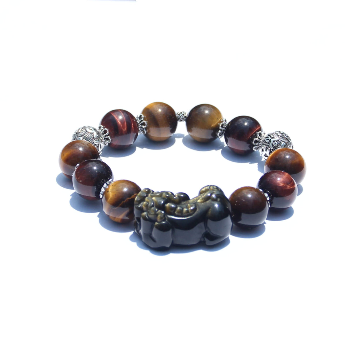 Pixiu Wealth Guardian – Tiger’s Eye Mantra Bracelet
