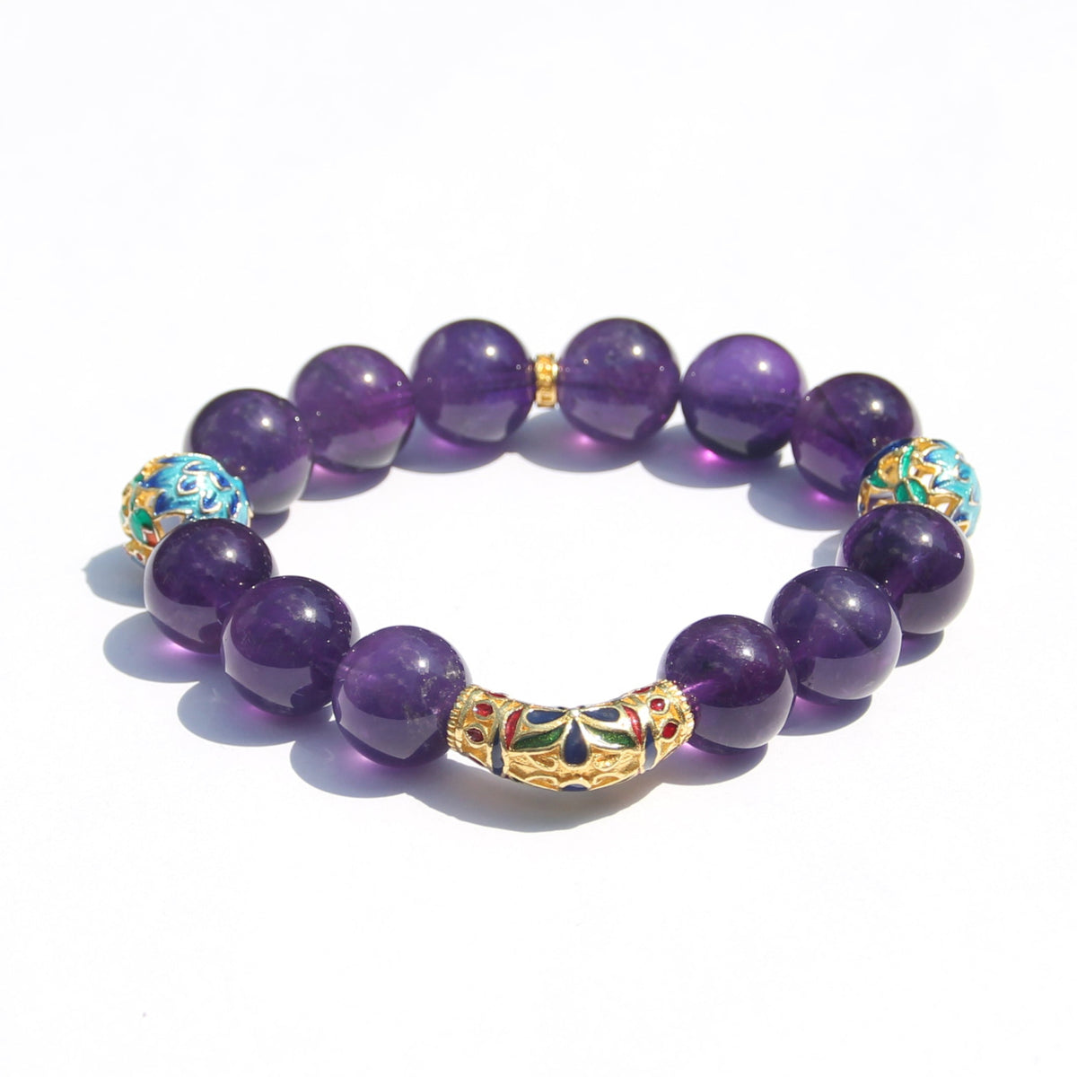 Close-up of deep-violet amethyst beads