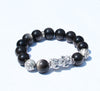 Pixiu Wealth Guardian Bracelet – Gold & Silver Sheen Obsidian with Ruyi Bead