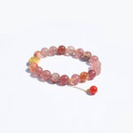 Pixiu & Five Wealth Deities – Mica “Pigeon-Blood” Bracelet (925 Silver)