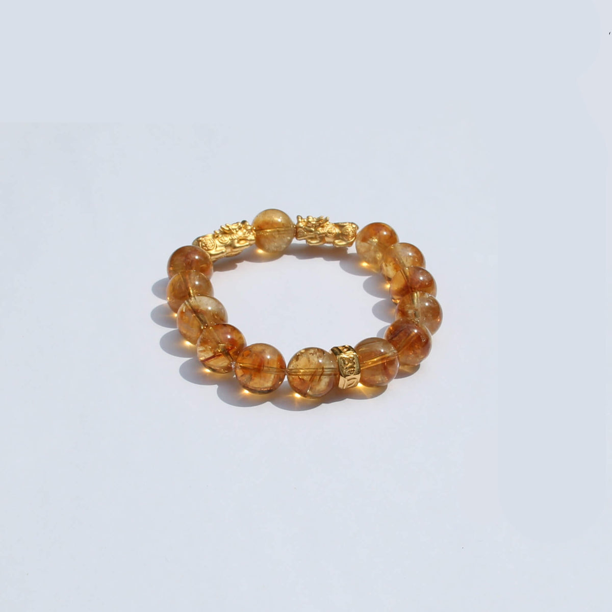 Pixiu & Heart Sutra – Yellow Phantom Quartz Prosperity Bracelet