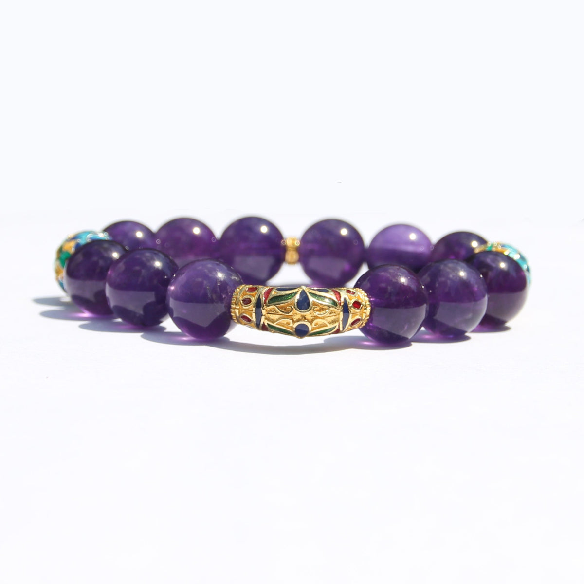 Gold-plated 925 silver spacer detail on amethyst bracelet
