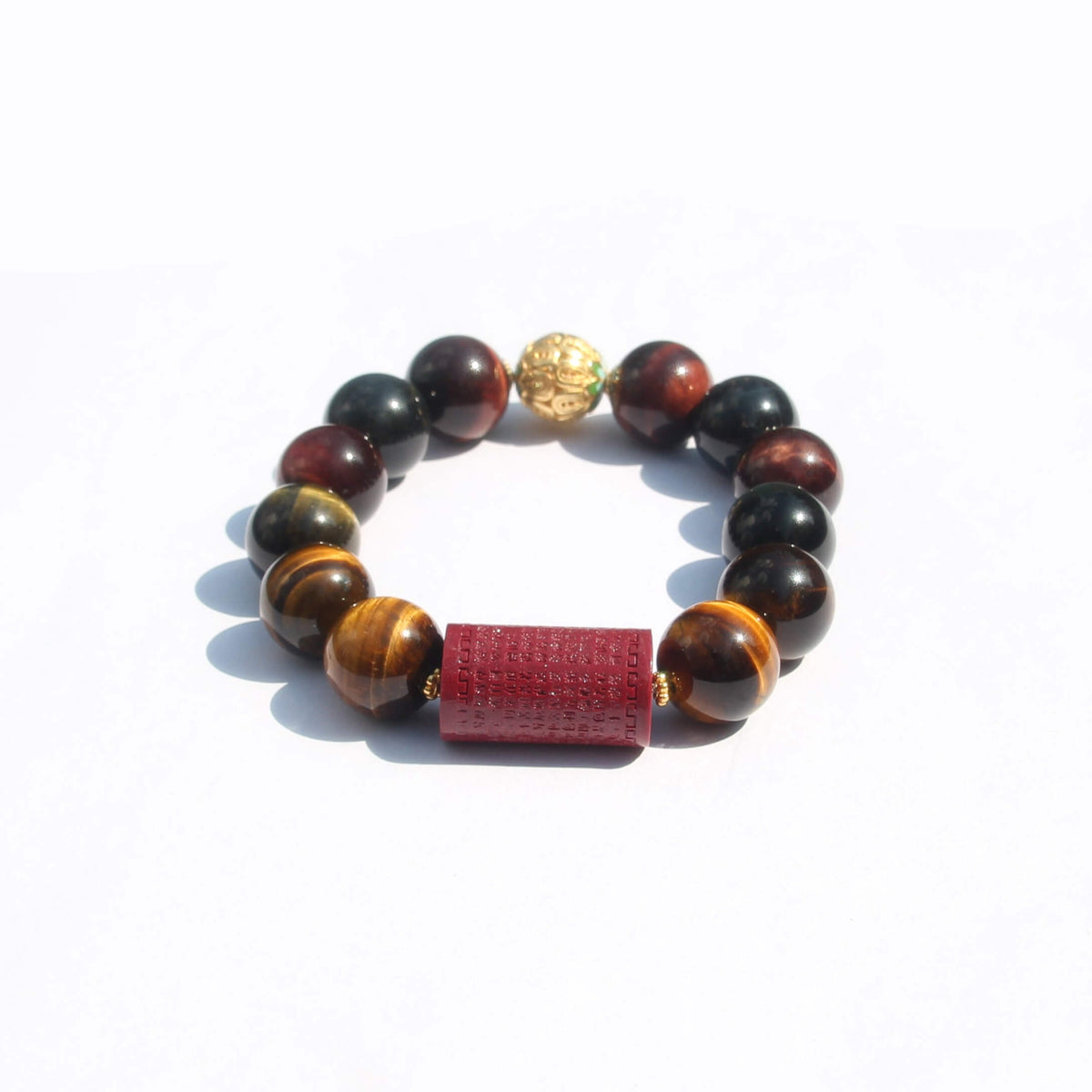Lotus & Heart Sutra – Tiger’s Eye Protection Bracelet