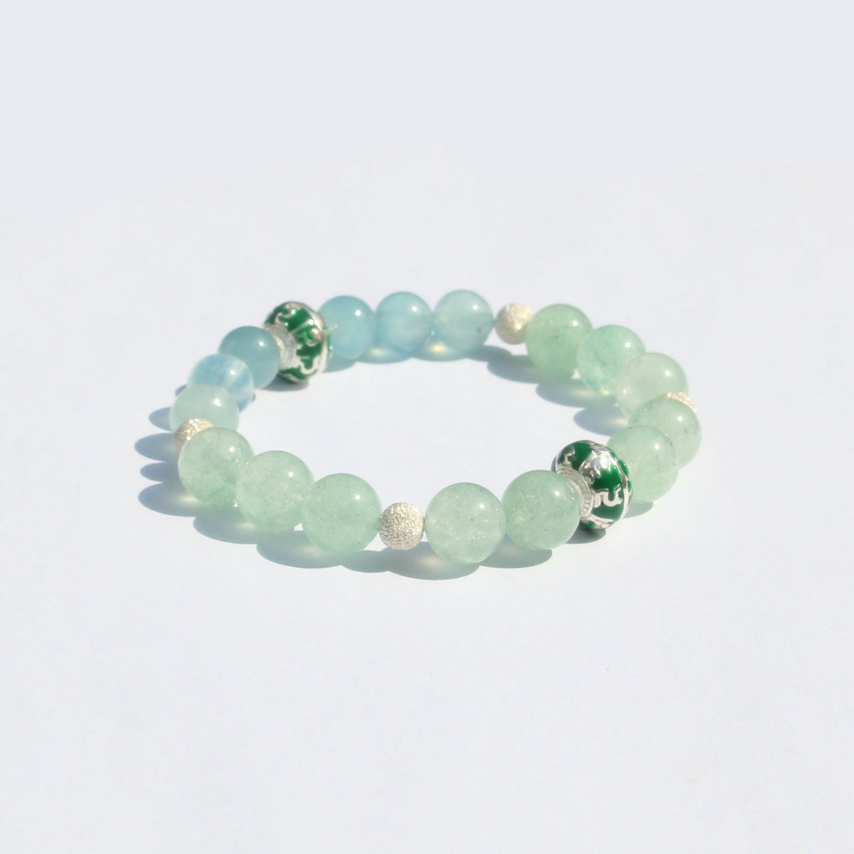 Love & Courage Bracelet– Aquamarine & Strawberry Quartz (925 Silver)