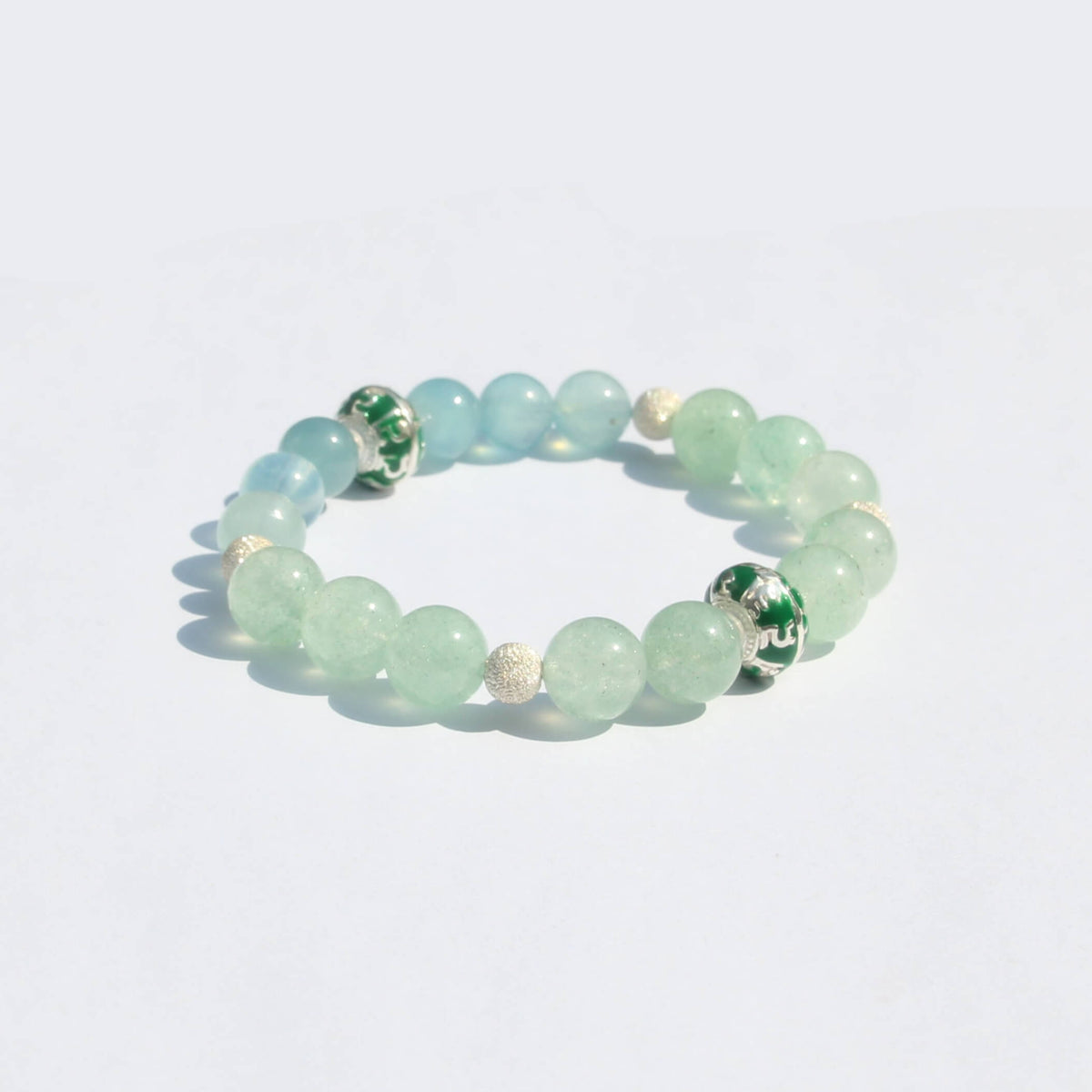 Love & Courage Bracelet– Aquamarine & Strawberry Quartz (925 Silver)