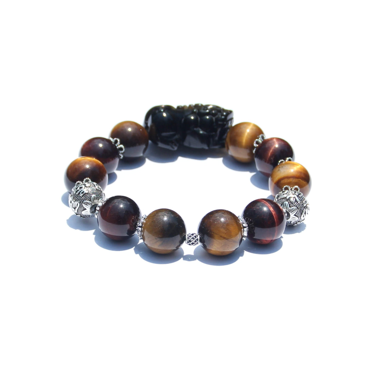 Pixiu Wealth Guardian – Tiger’s Eye Mantra Bracelet