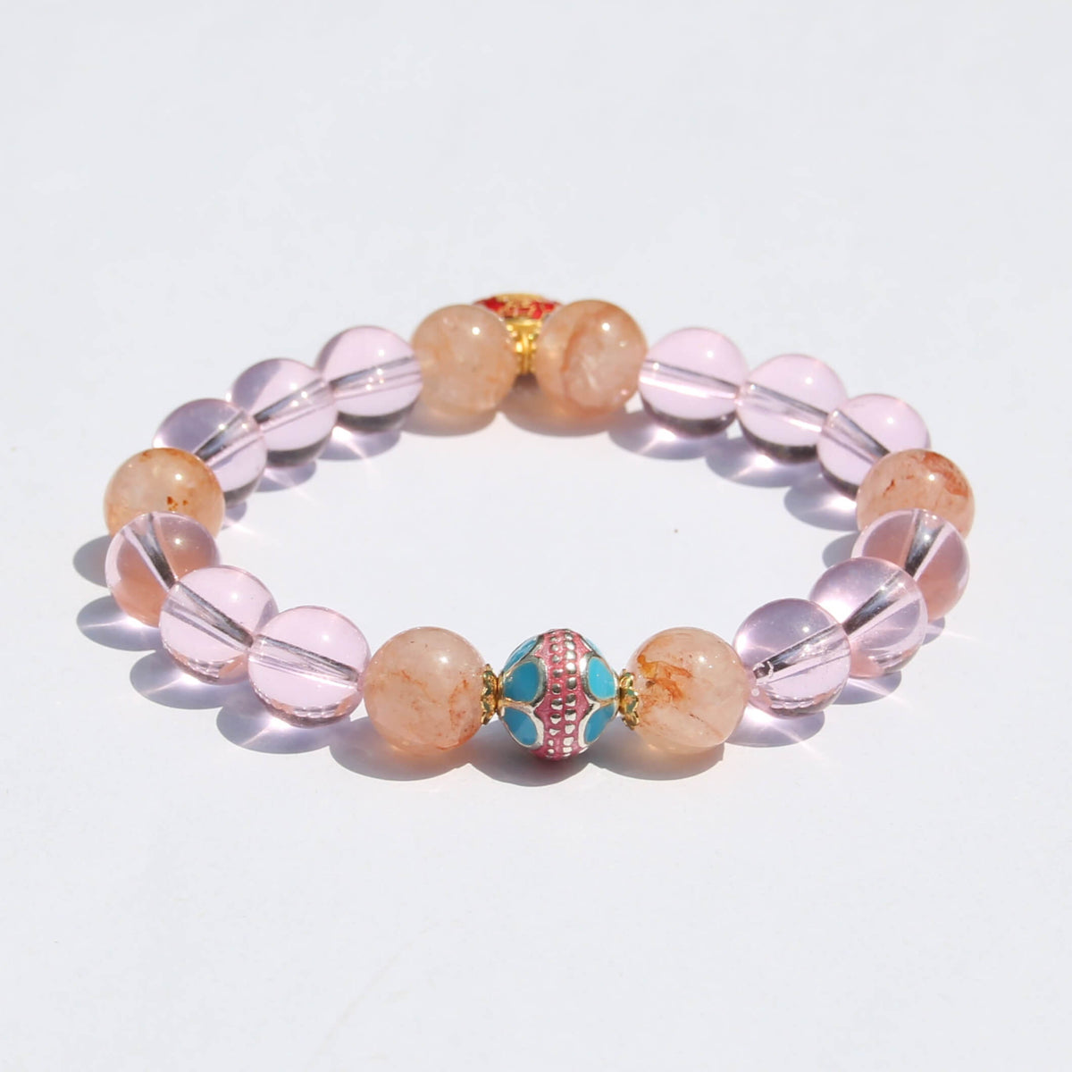 Rose Quartz & Rutilated Quartz– Fortune Pouch Bracelet