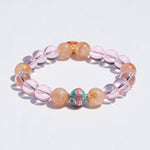 Rose Quartz & Rutilated Quartz– Fortune Pouch Bracelet