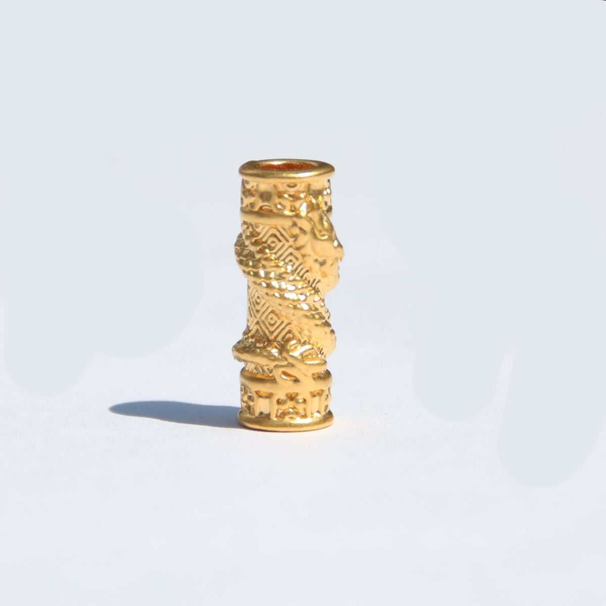 24K Gold Dragon Pillar Bracelet– Gold-Silver Obsidian & Mica