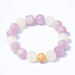24K Gold Fortune & Peace Bead – Kunzite & Moonstone Bracelet