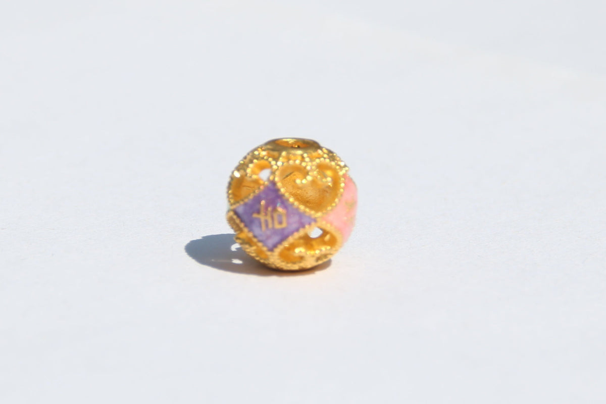 Solid 24K good-fortune bead engraved 吉祥如意