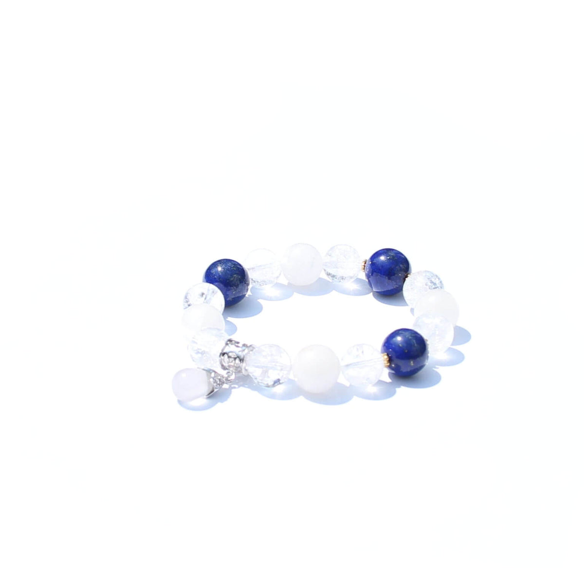 Five Emperors Prosperity Bracelet– White Phantom, “Azeztulite” & Lapis Bracelet